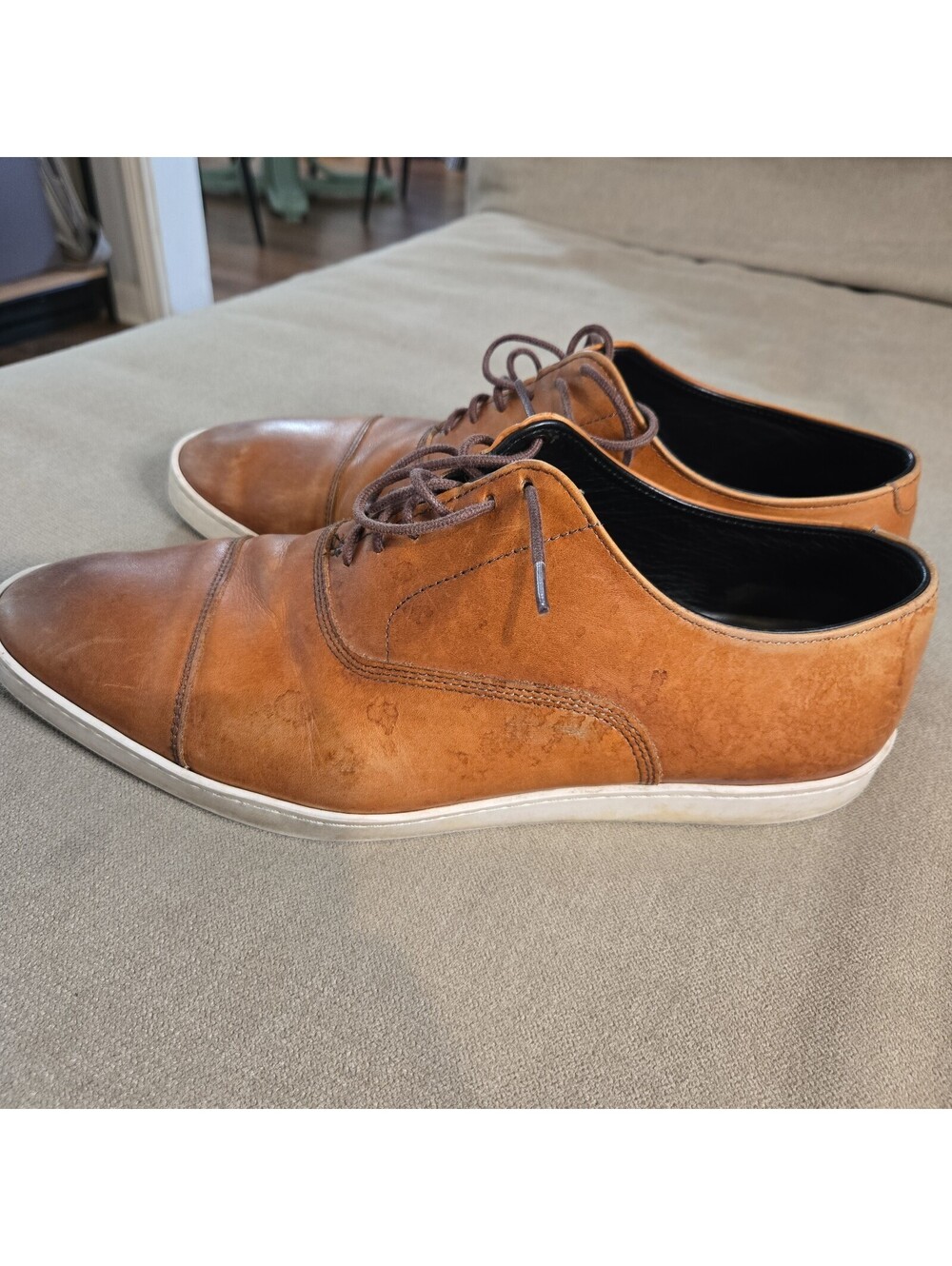 Allen Edmonds Park Avenue Cap-Toe Sneakers Mens Size 9.5 D Leather 4322 Shoes - Picture 2 of 7
